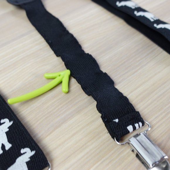 Suspender‎ Boy Black White Clip On Y Back Animal Elephant Adjustable Stretch - Picture 7 of 8